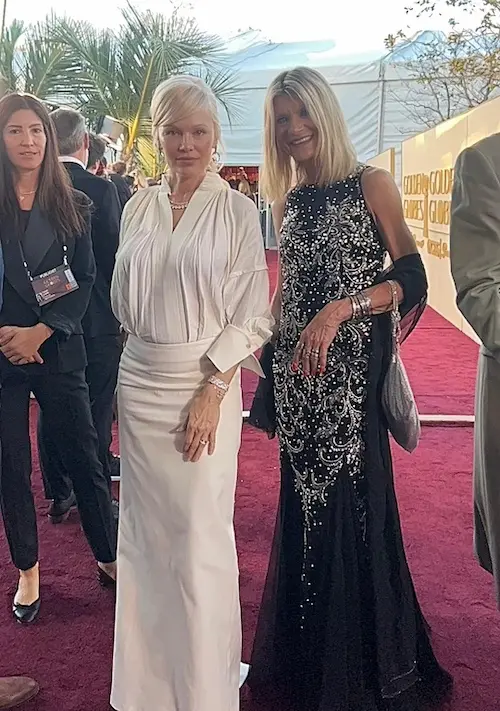 Anna Karolina Heinrich & Pamela Anderson at the Golden Globes Red Carpet 2026