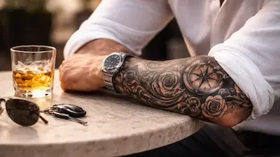 Men with full sleeve tattoo